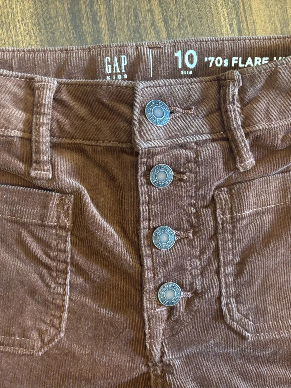 GAP girls Brown Corduroy Flared Kids Pants 10slim
